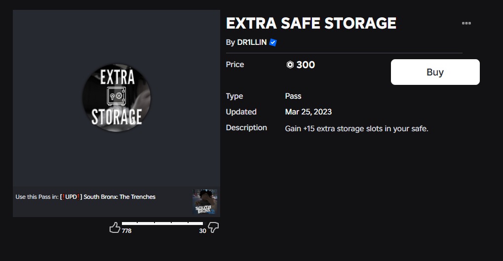 EXTRA SAFE STORAGE